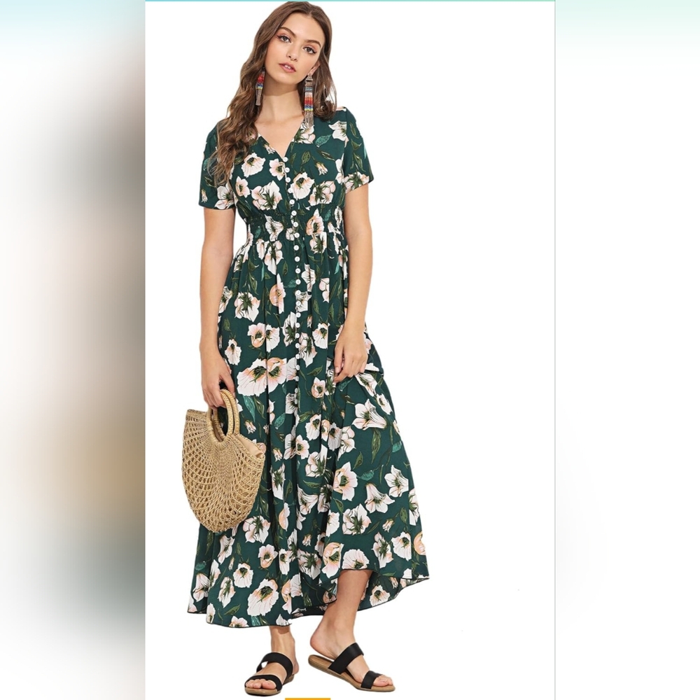 Floral Green Maxi Dress